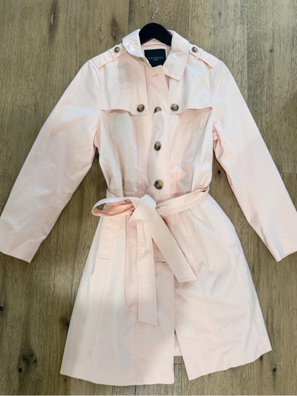 BNWT Talbots Polished Trench Coat Pale Pink size Large Petite $189 - Picture 4 of 8